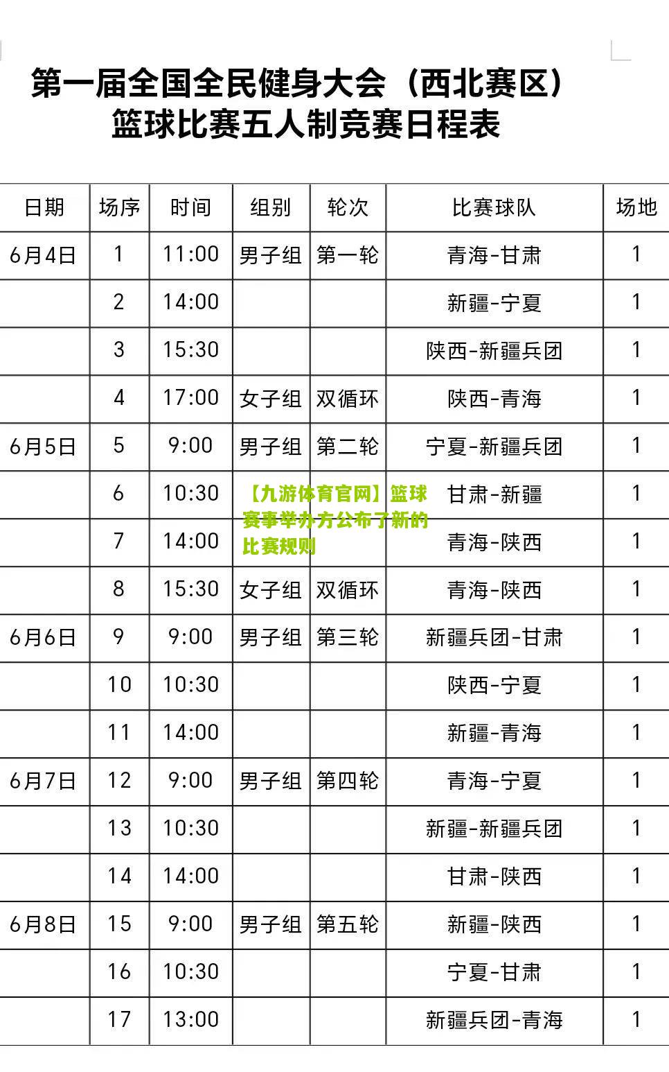 篮球赛事举办方公布了新的比赛规则